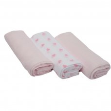 MS13-P: Pink 3 Pack Muslin Squares in Gift Bag